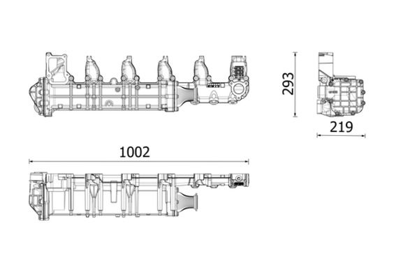 Abgaskühler (1002mm x 293mm x 219mm) passt zu: MERCEDES ACTROS, ANTOS, AROCS passt zu: MERCEDES ACTROS MP4 / MP5, ANTOS, AROCS 471.943-OM471.926 07.11-