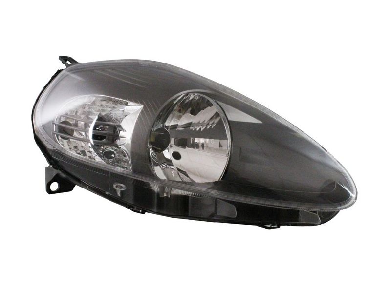 Scheinwerfer R (H4, elektrisch, mit motor, einsatzfarbe: schwarz, blinkerfarbe: durchsichtig) passt zu: FIAT GRANDE PUNTO 199, PUNTO III 199 06.05-08.18