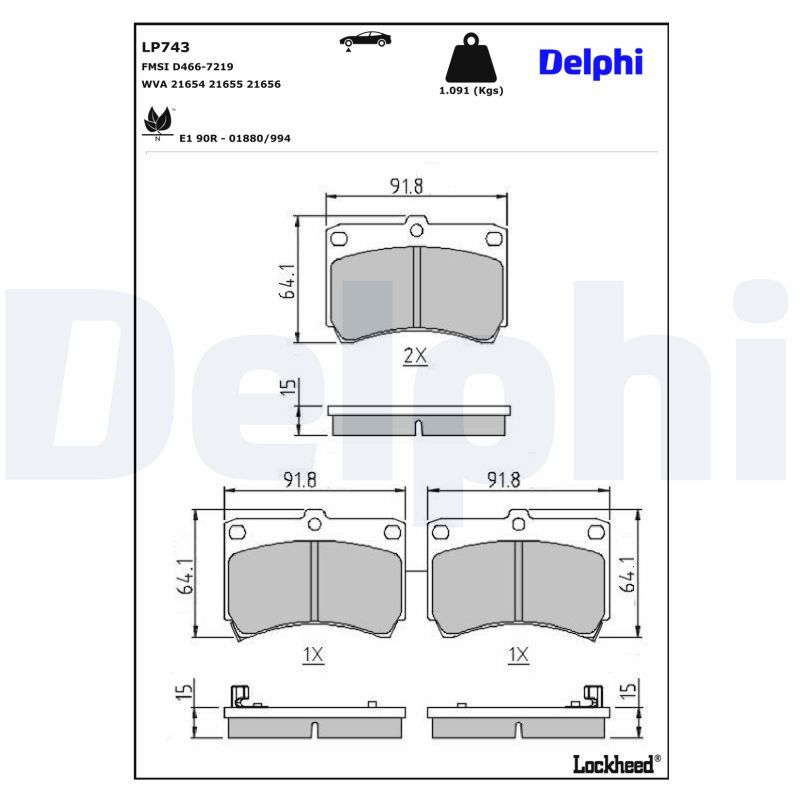 Bremsbelagsatz, Scheibenbremse