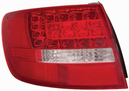 Lampe hinten L (äußerer Teil, LED/P21W, blinkerfarbe weiß, glasfarbe rot) passt zu: AUDI A6 C6 Kombi 5D 05.04-08.11