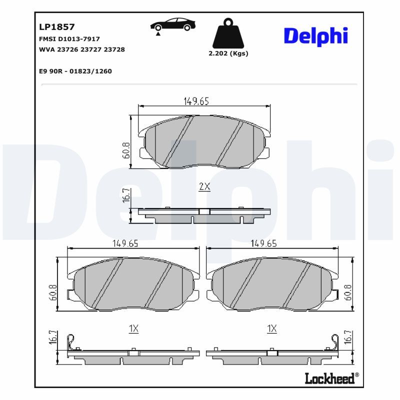 Bremsbelagsatz vorne , passt zu: HYUNDAI EQUUS / CENTENNIAL, H-1 CARGO, TERRACAN, XG, KIA OPIRUS, LADA NIVA TRAVEL, SSANGYONG REXTON W / REXTON, RODIUS I, RODIUS II, STAVIC 1.5-4.5 10.99-