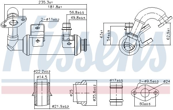 Abgaskühler passt zu: FORD C-MAX, FOCUS C-MAX, FOCUS II, GALAXY II, MONDEO IV, S-MAX, TOURNEO CONNECT, TRANSIT CONNECT 1.8D 06.02-06.15