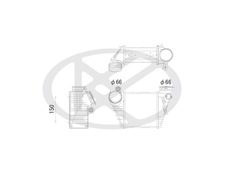 Ansaugluftkühler passt zu: AUDI A3, SEAT LEON, TOLEDO II, SKODA OCTAVIA I, OCTAVIA I/KOMBI, VW BORA, BORA I, GOLF IV 1.8/1.9D 09.96-12.10