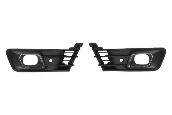 Stoßstangengitter vorne L/R (2 Stk. Garnitur, mit Löchern für Halogenscheinwerfer, mit Löchern für Parkometer, kunststoff, chrom/schwarz) passt zu: RENAULT CAPTUR I 06.17-12.19