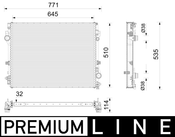 Kühler Motor passt zu: MERCEDES S (V223), S (W223), S (Z223) 2.9D-6.0 09.20-
