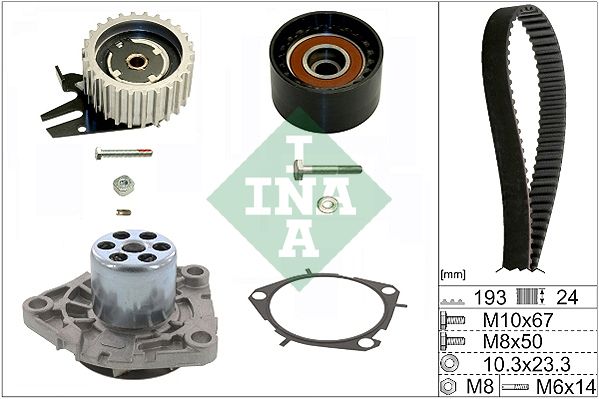 Ventilsteuerung Satz (Riemen + Rolle + Flüssigkeitspumpe) passt zu: ALFA ROMEO 147, 159, GIULIETTA, GT, MITO, FIAT 500L, 500X, BRAVO, BRAVO II, CROMA, DOBLO, DOBLO CARGO, DUCATO 1.6D/1.9D/2.0D 09.03-