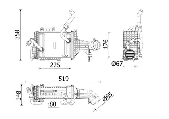 Ansaugluftkühler passt zu: MERCEDES CLS (C257), E (A238), E ALL-TERRAIN (S213), E (C238), E T-MODEL (S213), E (W213), GLC (C253), GLC (X253), S (W222, V222, X222) 2.9D 05.17-