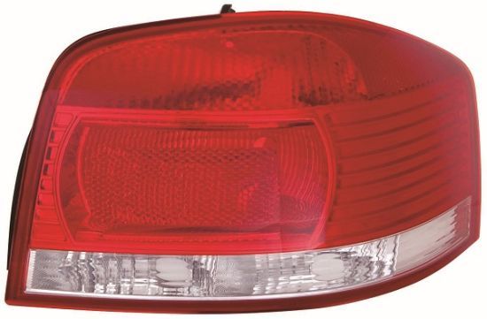 Lampe hinten R (äußerer Teil, H21W/P21W/R10W, blinkerfarbe rot, glasfarbe rot) passt zu: AUDI A3 8P Hatchback 3D 05.03-08.12