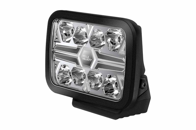 Universeller Scheinwerfer L/R (Rechteckig, BLADE, LED, 12/24V, 36W, breite 222mm, höhe 153mm, tiefe: 58mm, durchsichtig, aluminium, schwarz, Ampel, Positionslichter, kabellänge: 500mm)