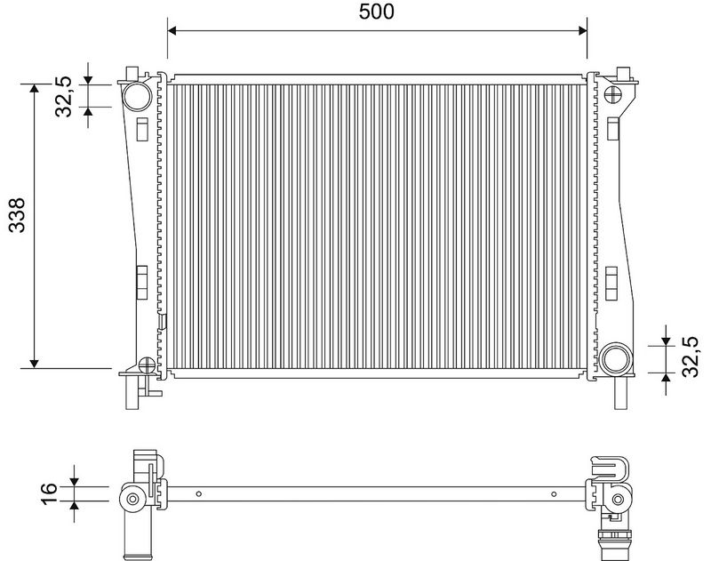 Kühler Motor passt zu: AUDI A1, SEAT IBIZA IV, IBIZA IV SC, IBIZA IV ST, IBIZA IV/HATCHBACK, TOLEDO IV, SKODA FABIA II, FABIA II PRAKTIK, FABIA III, FABIA III PRAKTIK, RAPID 1.0-2.0 09.06-12.22