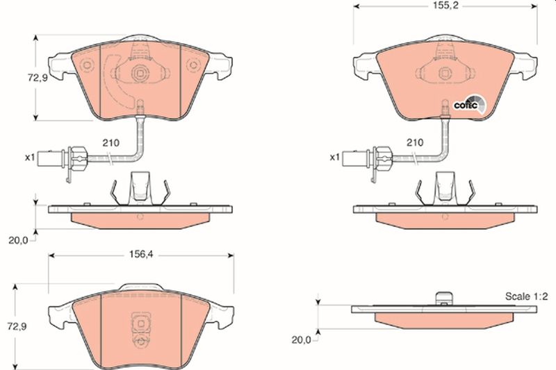 Bremsbelagsatz, Scheibenbremse