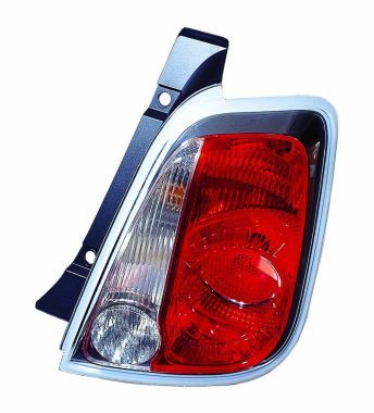 Lampe hinten R (P21W/R10W, blinkerfarbe weiß, verchromter Rahmen) passt zu: FIAT 500 01.07-07.15