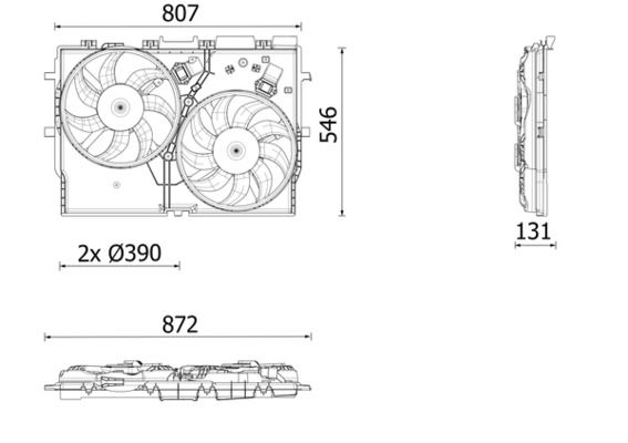 Kühlerlüfter (mit Gehäuse) passt zu: FIAT DUCATO 2.2D/2.3D/3.0D 07.06-