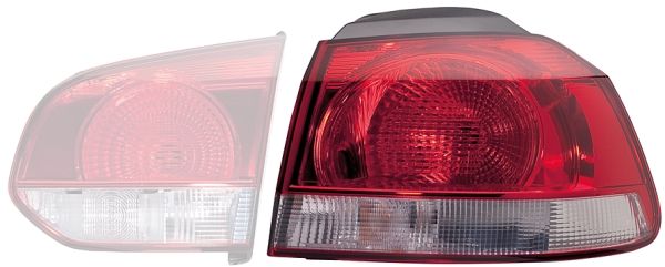Lampe hinten R (äußerer Teil, W16W/WY21W, glasfarbe rot/weiß) passt zu: VW GOLF VI 10.08-11.13