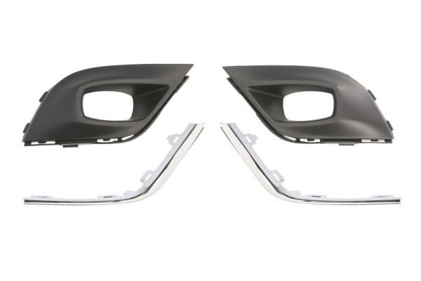 Stoßstangengitter vorne (Oben, 2 Stk. Garnitur, mit Löchern für Halogenscheinwerfer, kunststoff, chrom/schwarz) passt zu: RENAULT CLIO IV Ph II 06.16-09.19