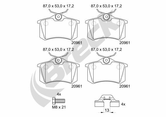 Bremsbelagsatz, Scheibenbremse