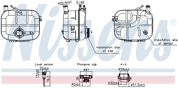 Kühlmittelausgleichsbehälter (mit Stöpseln, mit Niveausensor) passt zu: OPEL ASTRA H, ASTRA H CLASSIC, ASTRA H GTC, ASTRA H/KOMBI 01.04-