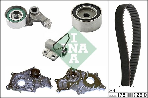 Ventilsteuerung Satz (Riemen + Rolle + Flüssigkeitspumpe) passt zu: TOYOTA AVENSIS, AVENSIS VERSO, COROLLA, COROLLA VERSO, PREVIA II, RAV 4 II 2.0D 09.97-03.09