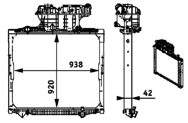 Kühler Motor ((en) with frame, Hoch) passt zu: MAN TGA, TGS I, TGX I D1556LF07-D2876LF25 04.00-