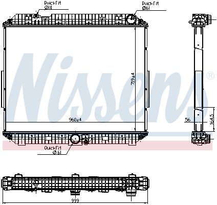 Kühler Motor ((en) without frame, höhe: 715mm) passt zu: MERCEDES ACTROS MP4 / MP5, ANTOS, AROCS 471.943-OM936.916 07.11-