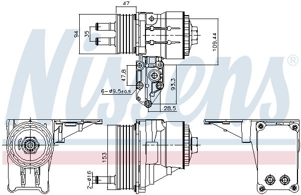 Ölkühler (mit Gehäuse) passt zu: FORD TRANSIT, LAND ROVER DEFENDER 2.4D 01.00-02.16