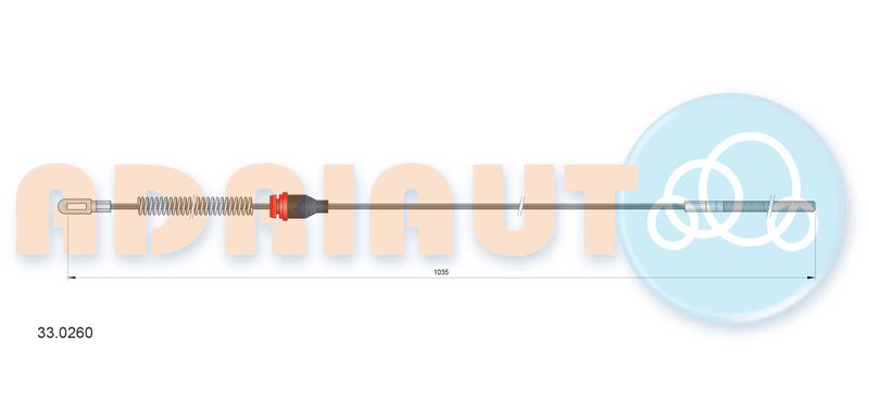 Handbremsseil hinten R (1035mm) passt zu: OPEL CORSA A, CORSA A TR, CORSA A/HATCHBACK 1.0-1.6 09.82-07.94