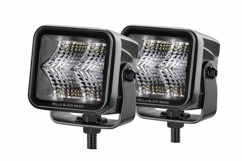 Arbeitslampe, LED, 4, leistung 20W, 12/24, Aluminium, lichtstrom: flood, kühles Weiß,wasserdicht, quadratisch, lebensdauer: 30000, Black Magic