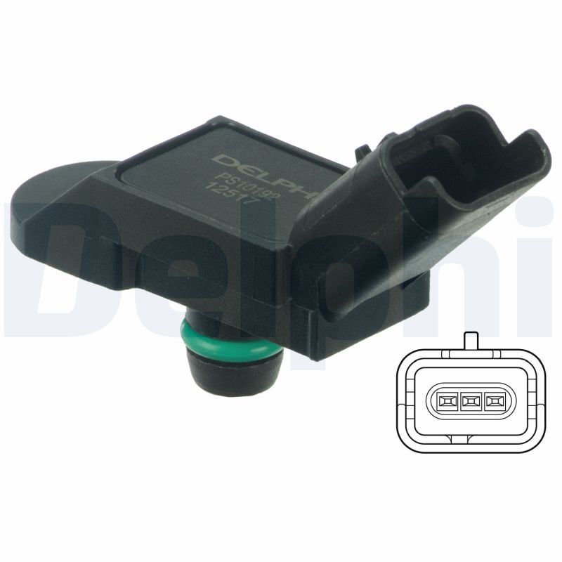 Drucksensor im Ansaugkrümmer (3 pin) passt zu: DS DS 3, DS 4, CITROEN C4, C4 GRAND PICASSO I, C4 GRAND PICASSO II, C4 I, C4 PICASSO I, C5 III, DS3, DS4, DS5, MINI (R56), (R57) 1.6 02.06-