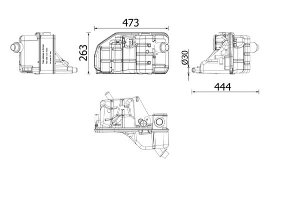 Kühlmittelausgleichsbehälter passt zu: MAN F2000, MERCEDES CITARO (O 530), CONECTO (O 345), RVI MIDLUM, SETRA 400 D2840LF20-OM936.923 01.98-