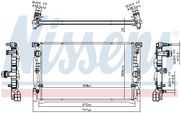 Kühler Motor passt zu: BMW 5 (G30, F90), 5 (G31), 6 GRAN TURISMO (G32), 7 (G11, G12), 8 (G14, F91), 8 (G15, F92), 8 GRAN COUPE (G16, F93) 2.0D-3.0DH 07.15-