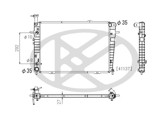 Kühler Motor passt zu: HYUNDAI TUCSON, TUCSON/SUV, KIA SPORTAGE II 2.0/2.0LPG/2.7 06.04-01.12