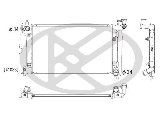 Kühler Motor passt zu: TOYOTA AVENSIS, COROLLA, COROLLA VERSO 1.4/1.6/1.8 08.99-03.09