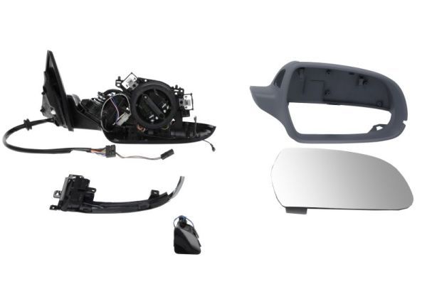 Außenspiegel R (elektrisch, asphärisch, beheizt, spurwechselassistent, grundiert, mit Speicher, elektrisch klappbar, mit Blinker) passt zu: AUDI A5 8T 06.07-01.17