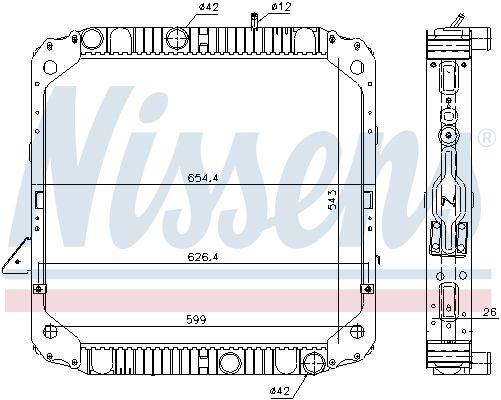 Kühler Motor ((en) with frame) passt zu: MERCEDES LK/LN2 376.923-OM904.907 01.84-12.98