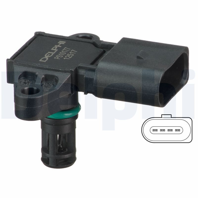 Drucksensor im Ansaugkrümmer (4 pin) passt zu: AUDI A4 B6, SEAT IBIZA III, SKODA FABIA I, FABIA I PRAKTIK, FABIA II, OCTAVIA I, VW BORA I, FOX, POLO IV 1.0-2.0 04.99-12.14
