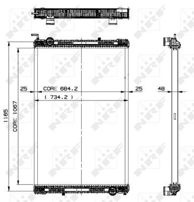 Kühler Motor ((en) without frame) passt zu: MERCEDES CITARO (O 530), INTEGRO (O 550), TOURISMO (O 350), TOURO (O 500), TRAVEGO (O 580), SETRA 400 OM457.934-OM926.939 01.98-