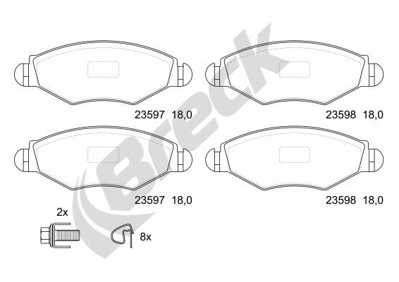Bremsbelagsatz, Scheibenbremse