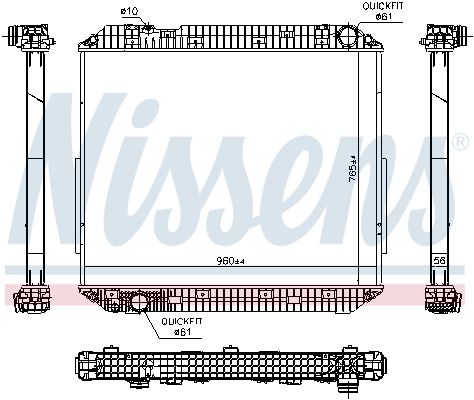 Kühler Motor ((en) without frame, höhe: 765mm) passt zu: MERCEDES ACTROS MP4 / MP5, ANTOS, AROCS 471.943-OM936.916 07.11-