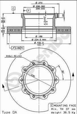 Bremsscheibe vorne L/R passt zu: CITROEN JUMPER III, FIAT DUCATO, OPEL MOVANO C, PEUGEOT BOXER 2.0D-Electric 04.06-