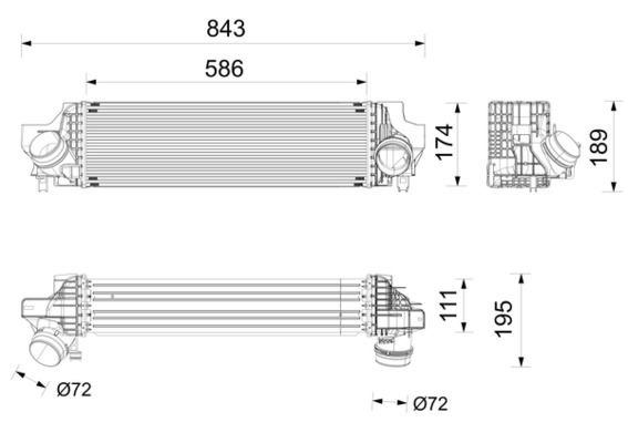 Ansaugluftkühler passt zu: BMW 1 (F40), 2 (F45), X1 (F48), MINI (F56), (F57), CLUBMAN (F54), COUNTRYMAN (F60) 2.0 11.13-