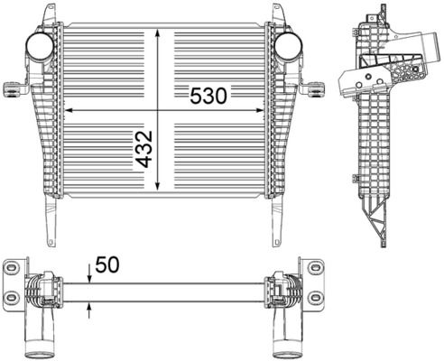 Ansaugluftkühler passt zu: IVECO EUROCARGO I-III, EUROCARGO IV, EUROCARGO V F4AE0481A-F4BE0611A 09.00-