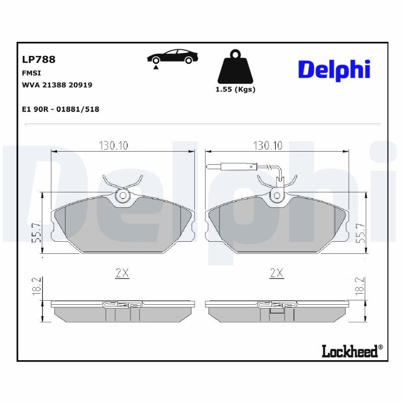 Bremsbelagsatz vorne , passt zu: DAEWOO LUBLIN II, RENAULT 25, ESPACE II, LAGUNA I, MEGANE I, MEGANE I CLASSIC, MEGANE I COACH, MEGANE II, MEGANE SCÉNIC, SAFRANE I, SAFRANE II 1.4-3.0 04.84-